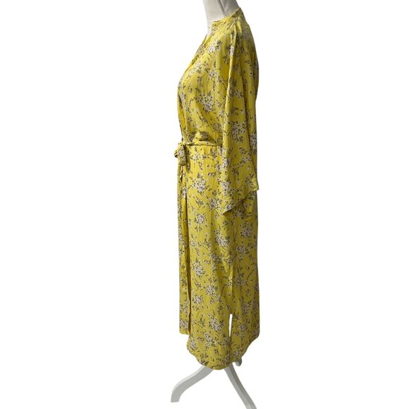 American‎ Eagle Yellow Floral Kimono Robe Duster Made In Italy One Size - Picture 5 of 11